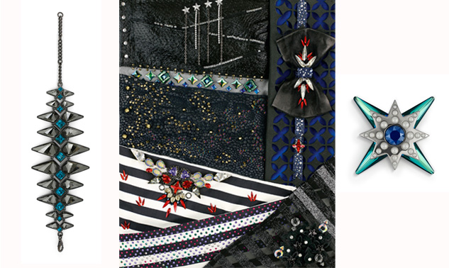 <p>GLAMOUR</p>
<p>Cristales de formas triangulares, circulares y cuadradas se reúnen en combinaciones eclécticas, haciendo referencia a una forma de pensar el “sin el diseño nada es posible”. La colección de Céline Cousteau emula perfectamente la intrincada interacción cultural de los patrones y le da un aire multicultural a diseños globalizado. Profundos colores y cristales suntuosos hacen alusión a la riqueza del patrimonio histórico de la decoración en todas las culturas.</p>